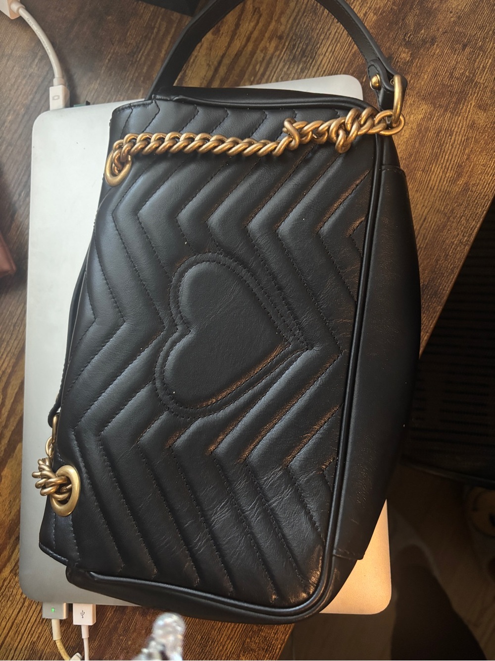 Gucci Black Quilted Leather Shoulder Bag with Gold Hardware - Picture 3 of 3